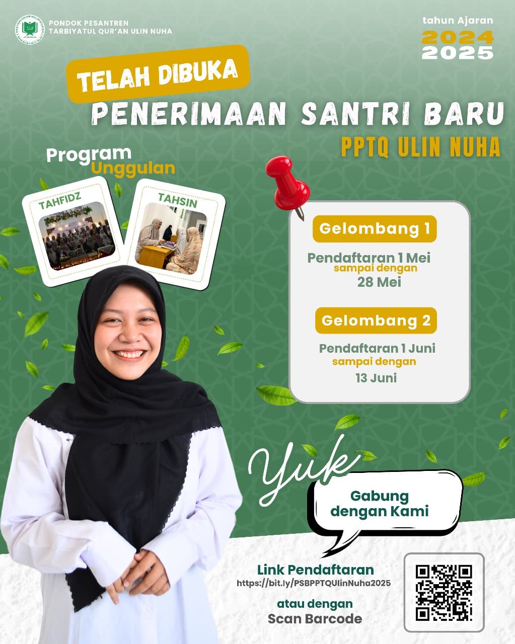 DIBUKA!! Pendaftaran Santri Baru Tahun Ajaran 2025/2026 PPTQ Ulinnuha