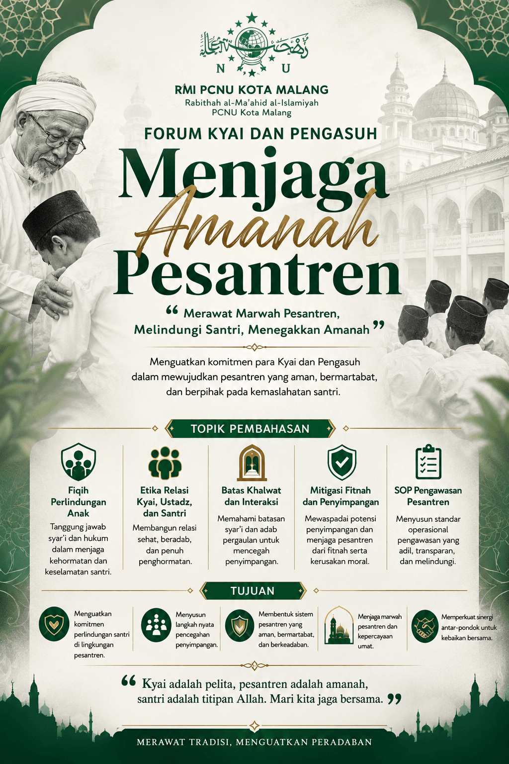 RMI PCNU Kota Malang Gelar Forum Kyai dan Pengasuh: “Menjaga Amanah Pesantren”